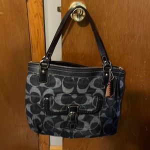 Used denim Coach tote